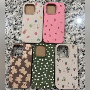 Set of 5 iPhone 15 pro cases pela case